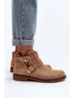 Dámské botky na plochém podpatku s pásky béžové Melviana