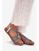 Dámské Ploché Sandály S Pletenými Pásky Modré Artiker 56C1325