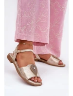 Dámské Sandály Na Plochém Podpatku S Ozdobou S.Barski KV51-098 Zlaté