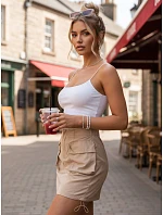 Dámská mini sukně QUILLA béžová FashionStreet CY0439 Dámská mini sukně QUILLA béžová FashionStreet CY0439