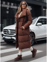 Dámský dlouhý prošívaný kabát FAVI hnědý FashionStreet TY4962