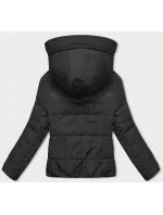 Černo-béžová oboustranná krátká bunda s kapucí (B8181-1046)