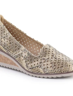 Dámské ažurové boty z hadí kůže na platformě béžovéPotocki SZ12306