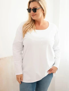 Dámská blůza Plus Size s lodičkovým výstřihem bílá