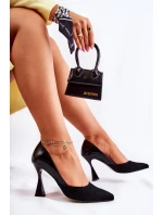 Módní kožené lodičky v barvě špic Černá Mailla