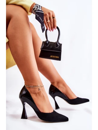 Módní kožené lodičky v barvě špic Černá Mailla