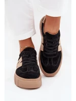 Dámské semišové sneakersy na platformě Vinceza 79561 černé