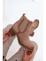 Dámské kotníkové boty na podpatku zateplené béžové Zelia