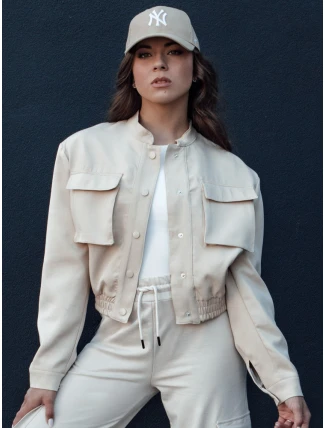 Dámská bunda bomber PRIEV béžová FashionStreet TY4306