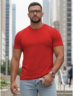 Pánské bavlněné tričko basic červené FashionStreet RX5689 Pánské bavlněné tričko basic červené FashionStreet RX5689