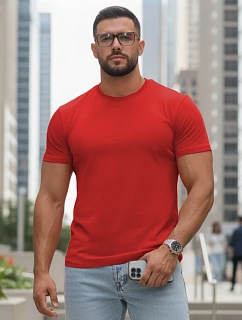 Pánské bavlněné tričko basic červené FashionStreet RX5689