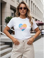 Dámské tričko s potiskem ve tvaru srdce, bílé, FashionStreet NX8051RY