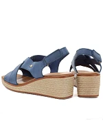 Dámské kožené sandály na platformě Sergio Leone SK297 v tmavě modré barvě