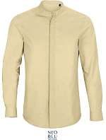 NEOBLU Bart Men Popelínová košile s dl. rukávem a mao límcem 24.3792 beige