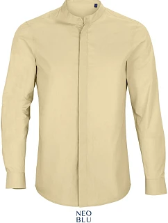 NEOBLU Bart Men Popelínová košile s dl. rukávem a mao límcem 24.3792 beige
