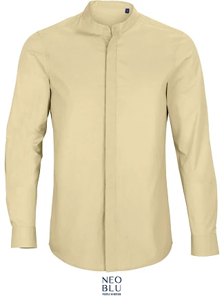 NEOBLU Bart Men Popelínová košile s dl. rukávem a mao límcem 24.3792 beige