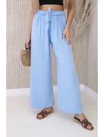 Kalhoty s širokým pasem modrý Kalhoty s širokým pasem modrý