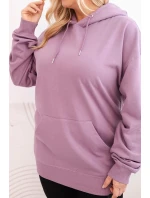 Dámská mikina s kapucí a klokaní kapsou Plus Size z bavlny tmavě růžová Dámská mikina s kapucí a klokaní kapsou Plus Size z bavlny tmavě růžová