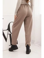 Elegantní dámské kalhoty s vysokým pasem a vázáním v pase fango