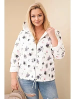 Dámská jarní bunda Plus Size s drobným květinovým vzorem grafitová