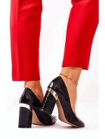 Kožené lodičky Lewski Hadí 3117 Černé