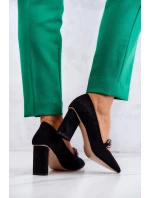 Semišové lodičky S řetízkem černý Alamoss