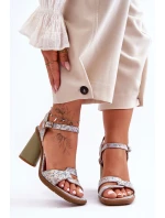 Kožené sandály na podpatku Maciejka 06029-24 bílo-zelené Kožené sandály na podpatku Maciejka 06029-24 bílo-zelené