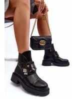 Boty Na Plochém Podpatku A Platformě Sztyblety Černé Linestta Boty Na Plochém Podpatku A Platformě Sztyblety Černé Linestta