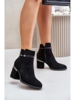 Zateplené dámské boty na podpatku s ozdobným páskem černé Vinceza 16446 Zateplené dámské boty na podpatku s ozdobným páskem černé Vinceza 16446