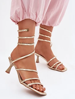 Dámské sandály na podpatku s pásky Zlaté Samara
