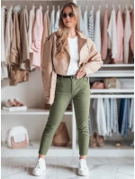Dámské kalhoty slim fit s páskem TAIRONIK khaki FashionStreet UY2547