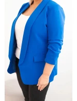 Dámská sako Plus Size bez zapínání s podšívkou XL/2XL chabrová