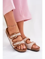 Materiálové dámské pantofle na korkové platformě s přezkami Camel Osoffe