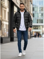 Pánská tmavě šedá prošívaná zimní bunda s kapucí FashionStreet TX5095 Pánská tmavě šedá prošívaná zimní bunda s kapucí FashionStreet TX5095