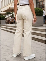 Dámské džíny s páskem a širokými nohavicemi béžové FashionStreet UY3060