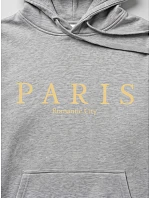 Pánská mikina s kapucí a potiskem PARIS, světle šedá, FashionStreet NX5147BX