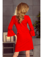 Červené dámské šaty s krajkou na rukávech model 5917752