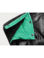 Černo-zelená volná dámská bunda z eko kůže (ag6-20b)