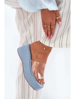 Dámské Pantofle S Průhledným Páskem Na Klínu Jeans Meltiana