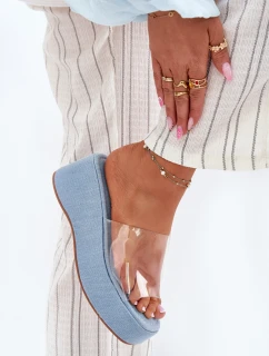 Dámské Pantofle S Průhledným Páskem Na Klínu Jeans Meltiana