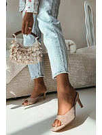 Dámské pantofle na tenkém podpatku Béžové Revina