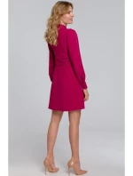 K078 Šaty s nabíraným páskem - švestka