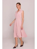 S409 Košilové šaty ve fitted střihu - pudrové S409 Košilové šaty ve fitted střihu - pudrové