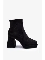 Černé Abnous semišové kotníkové boty s robustními podpatky