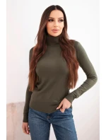 Dámský svetr z viskózy s rolákem a dlouhým rukávem khaki Dámský svetr z viskózy s rolákem a dlouhým rukávem khaki