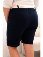 Dámské bavlněné šortky Plus Size s páskem tmavě modrá