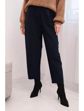 Dámské kalhoty s vysokým pasem a záhyby granátové