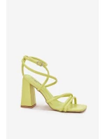 Dámské sandály na podpatku s pásky limetkové Ciarilora