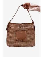 Letná Kabelka s Pletením a Přívěskem Světle hnědá Fayette