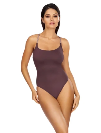 Dámské jednodílné plavky L4424/1 hnědo-fialová - LORIN Dámské jednodílné plavky L4424/1 hnědo-fialová - LORIN